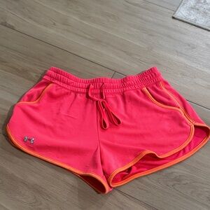 Under Armour Women's Vibrant Pink and Orange Athletic Shorts